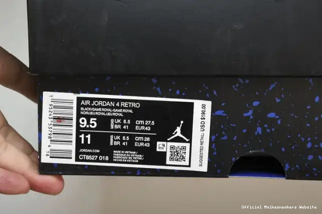 Official Maikesneakers Black Retro Jordan 4 CT8527-018 Game Royal 0617
